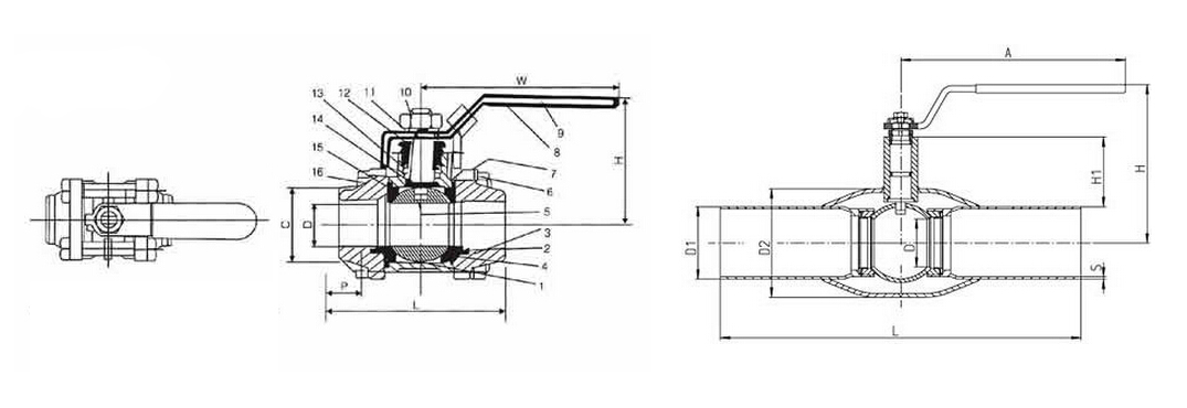 焊接(jie)球閥結(jie)構圖